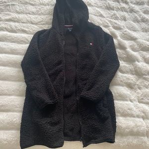 Tommy Hilfiger Black Long Teddy Coat